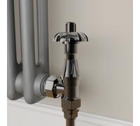 Maesta Black Nickel Traditional TRV Angled Thermostatic Radiator Valves With Lockshield