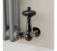 Maesta Black Nickel Traditional TRV Corner Thermostatic Radiator Valves With Lockshield