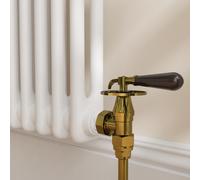 Maesta Brushed Brass Traditional TRV Angled Thermostatic Radiator Valves With Lockshield
