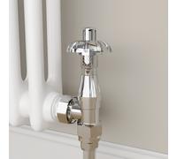 Maesta Chrome Traditional TRV Angled Thermostatic Radiator Valves With Lockshield