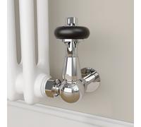 Maesta Chrome Traditional TRV Corner Thermostatic Radiator Valves With Lockshield