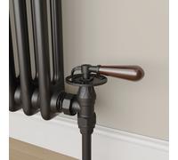 Maesta Matte Black Traditional Manual Angled Radiator Valves With Lockshield