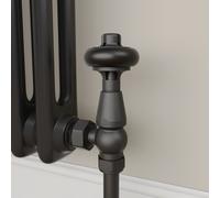 Maesta Matte Black Traditional TRV Angled Thermostatic Radiator Valves With Lockshield
