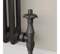 Maesta Matte Black Traditional TRV Angled Thermostatic Radiator Valves With Lockshield