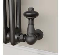 Maesta Matte Black Traditional TRV Corner Thermostatic Radiator Valves With Lockshield