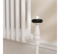 Maesta White Traditional TRV Angled Thermostatic Radiator Valves With Lockshield