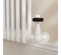 Maesta White Traditional TRV Corner Thermostatic Radiator Valves With Lockshield