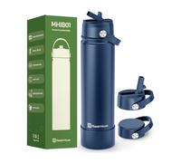 Maestri House 750ml Insulated Water Bottle, Leakproof Bottle with 2 Lids (Straw & Spout), Keep 10H Hot 24H Cold, BPA-Free, Stainless Steel Bottle for Gym Travel Cycling（Blue）
