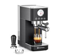 Maestri House Espresso Machine, 20 Bar ULKA Pump, Compact Espresso Maker Built-in Flow Meter Steam Milk Frother, Stainless Steel Coffee Machine for Cappuccino, Latte (Black)
