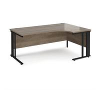 Maestro 25 right hand ergonomic desk 1800mm wide - black cable managed leg frame, nebraska oak top