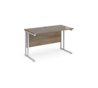 Maestro 25 straight desk 1200mm x 600mm - white cantilever leg frame, Nebraska oak top