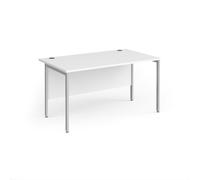 Maestro 25 straight desk 1400mm x 800mm - silver H-frame leg, white top