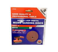 Maestro craft 150mm / 6 Dekton 5Pc Hook & Loop Orbital Sanding Discs Medium 80 Grit