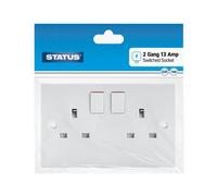 Status 2 Gang 13Amp - Wall Socket - Switched, White