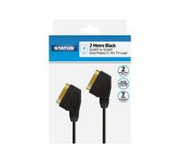 Status 2m Scart Lead, 21-Pin | Gold-Plated Cable, 7mm OD, Fully Wired for Audio and Video, High Conductivity, S2MGPSCART1PK6