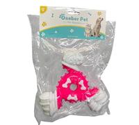 Maestro craft Dog Toy Set with Pink Bone House Shape and White Accessories