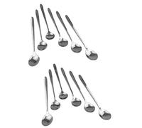 Maestro Craft Pack of 12pcs Stainless Steel Long Hand Spoons, Dessert Tea Coffee Sundae Latte Ice Cream Hot Chocolate Long Handled Spoons Kitchen Utensils Cutlery Set Dishwasher Safe 7in