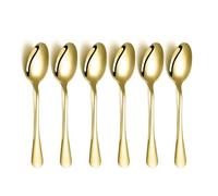 Maestro Craft Spoons Pack of 6 Stainless Steel Dinner Spoon Set - Soup Table Spoon - Silverware Spoons Mirror Polishing - Tableware Kithen Cutlery Set Dishwasher Safe 7.5 inches (Gold)