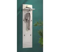 maestro high gloss coat rack with shelf and hooks in white
