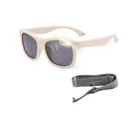 Maesy - Baby Sunglasses Luca - 1-3 Years - Flexible Bendable - Adjustable Elastic Band - Polarised UV400 Protection - Boys and Girls - Square (Beige ecru)