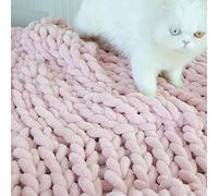 Maetoow Chenille Chunky Knit Blanket Throw (40×50 Inch), Handmade Warm & Cozy Blanket Couch, Bed, Home Decor, Soft Breathable Fleece Banket, Christmas Thick and Giant Yarn Throws, Light Pink