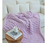 Maetoow Chenille Chunky Knit Blanket Throw （50×60 Inch）, Handmade Warm & Cozy Blanket Couch, Bed, Home Decor, Soft Breathable Fleece Banket, Christmas Thick and Giant Yarn Throws，Purple