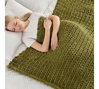 Maetoow Tighter Version Chenille Chunky Knit Blanket Throw 40×50 Inch, Handmade Warm & Cozy Blanket Couch, Bed, Home Decor, Soft Fleece Banket, Boho Thick Blankets and Giant Yarn Throws，Olive Green