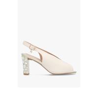 Maeva Cream Jewelled Heel Sling Back Sandals - Cme / 39