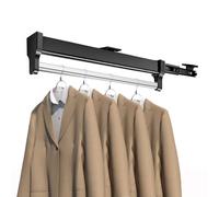 MAFAGE Extendable Clothes Rail for Pulling Out Hangers, Adjustable Wardrobe, Telescopic Rod, Clothes Rail (597 mm, Black)