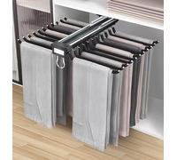 MAFAGE Pull Out Trousers Rack, Wardrobe Extendable Trouser Hanger with 22 Arms, Trouser Clothes Rail with Silent Damper, Space Saving