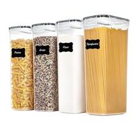 Mafagwre 4-Piece Cereal Organizer Set, Plastic Sealed Food Storage Box With Lid, Kitchen Storage & Food Storage Box Set For Flour Granulated Sugar Pasta, Bpa-Free Kitchen Storage Boxes (A)
