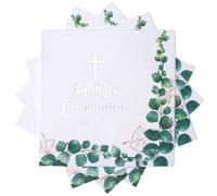 Mafagwre 50 Pcs First Holy Communion, 25 X 25 Cm First Holy Communion Napkins, Sage Green Eucalyptus Leaf Napkins, First Communion Baptism Decor for Christening Celebration (A)