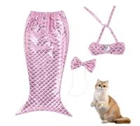Mafagwre Cat Mermaid Costume, Adorable Cute Bikini Cat Clothes with Elastic Band, Creative Funny Photo Props, Funny Outfit for Small Dogs or Cats (M)