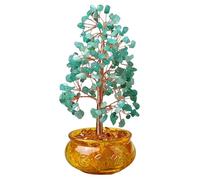 Mafagwre Crystal Tree Of Life, Copper Wire Wrapped Gemstone Tree, Healing Gemstone Money Tree, Green Aventurine Crystal Tree, Handmade Stone Tree With Money Pot For Lucky Wealth Prosperity (C)