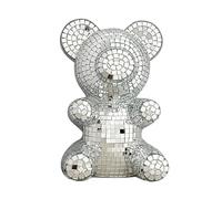 Mafagwre Disco Ball Decoration, Glass Mirror Glitter Ball, Small Disco Ball, Disco Ball For Kids, Small Mirrored Bear Disco Decoration, Mirror Disco Ball, Silver Glitter Ball For Dj Wedding (silver)