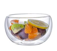 Mafagwre Glass Salad Bowls, Double-Walled Glass Soup Bowls, Fruit Salad Container Tableware, Reusable Snacks Bowl for Fruit Chips Dips Popcorn (500ML)
