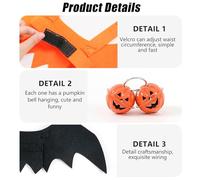Mafagwre Halloween Pet Bat Wing Costume, Cute Cat Halloween Bat Wings Adjustable Pet Accessories with Pumpkin Bells for Cats Dogs Halloween Party (L)