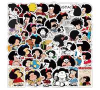 Mafalda Stickers 50 Pcs Waterproof Funny Cute Manga Character Sticker for Water Bottle Laptop Skateboard Phone Guitar Bumper Car Bike Luggage,Vinyl Cartoon Anime Decals for Teens Adults Kids
