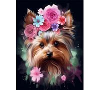 MAFANG 5D Diamond Art Kits Watercolor Yorkshire Terrier 5D Diamond Painting Kits For Adults,Colourful Rhinestone Arts Kits For Beginners,Home Decor Gifts 40x50cm
