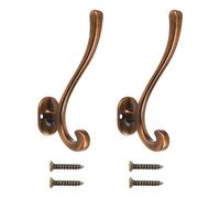 Mafegu 2 Pcs Antique Brass Wall Hanger Clothes Hat Hooks, Simple Light Luxury Style, Backpack Hooks, Towel Hooks, Shoe Closet Wardrobe Bathroom Bedroom Wall Hooks (2, Long-Antique Brass)