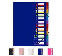 Mafegu 24 Pockets Edufun Expanding File Folder Organizer,Accordion File Organizer,A4 Letter Size,Rainbow Tab, for Home/Office/School Document Organizer (Blue)