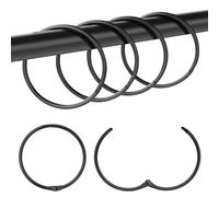 Mafeigu 20Pcs Shower Curtain Hooks,Metal Round Shower Curtain Hooks,Roman Rings,Rustproof Decorative Rings (20, Black)