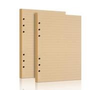 Mafeigu A5 Lined Vintage Kraft Paper, 2 Pack Flipchart Binder Refill for 6-Ring Planner, Traveller Journal Notebook Dairy, 160 Sheets (320 Pages)