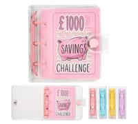Mafeigu Mini Money Saving Binder with 25 Envelopes, ￡1000 Savings Challenge Book, Portable for Budgeting Cash Planner,School Class Prize Gift (Pink, ￡1000)