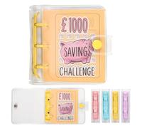 Mafeigu Mini Money Saving Binder with 25 Envelopes, ￡1000 Savings Challenge Book, Portable for Budgeting Cash Planner,School Class Prize Gift (Yellow, ￡1000)