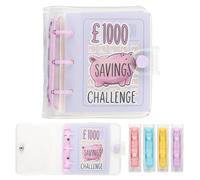 Mafeigu Mini Money Saving Binder with 25 Envelopes, ￡1000 Savings Challenge Book, Portable for Budgeting Cash Planner,School Class Prize Gift (Purple, ￡1000)