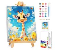 Mafenr Art Deer Paint by Numbers for Kids, Deer Paint by Number with Frame and Easel, Paint by Numbers for Children Age 5-8-12 for Gifts and Decor - 9.5X12Inch/24x30cm