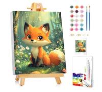 Mafenr Art Fox Paint by Numbers for Kids, Fox Paint by Number with Frame and Easel, Paint by Numbers for Children Age 5-8-12 for Gifts and Decor - 9.5X12Inch/24x30cm