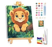 Mafenr Art Lion Paint by Numbers for Kids, Lion Paint by Number with Frame and Easel, Paint by Numbers for Children Age 5-8-12 for Gifts and Decor - 9.5X12Inch/24x30cm