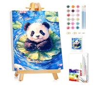 Mafenr Art Panda Paint by Numbers for Kids, Panda Paint by Number with Frame and Easel, Paint by Numbers for Children Age 5-8-12 for Gifts and Decor - 9.5X12Inch/24x30cm